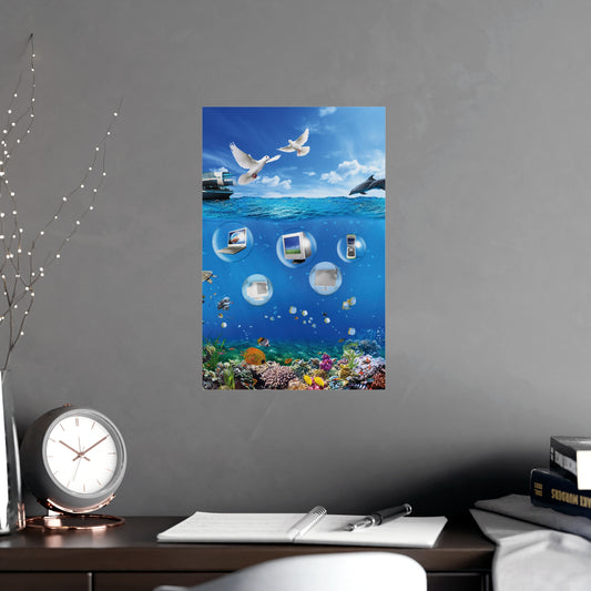 Helvetica Aqua Poster - Refresh