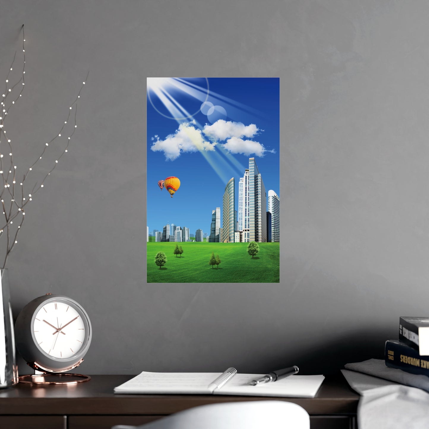 Frutiger Aero Poster - Urban City Scenery