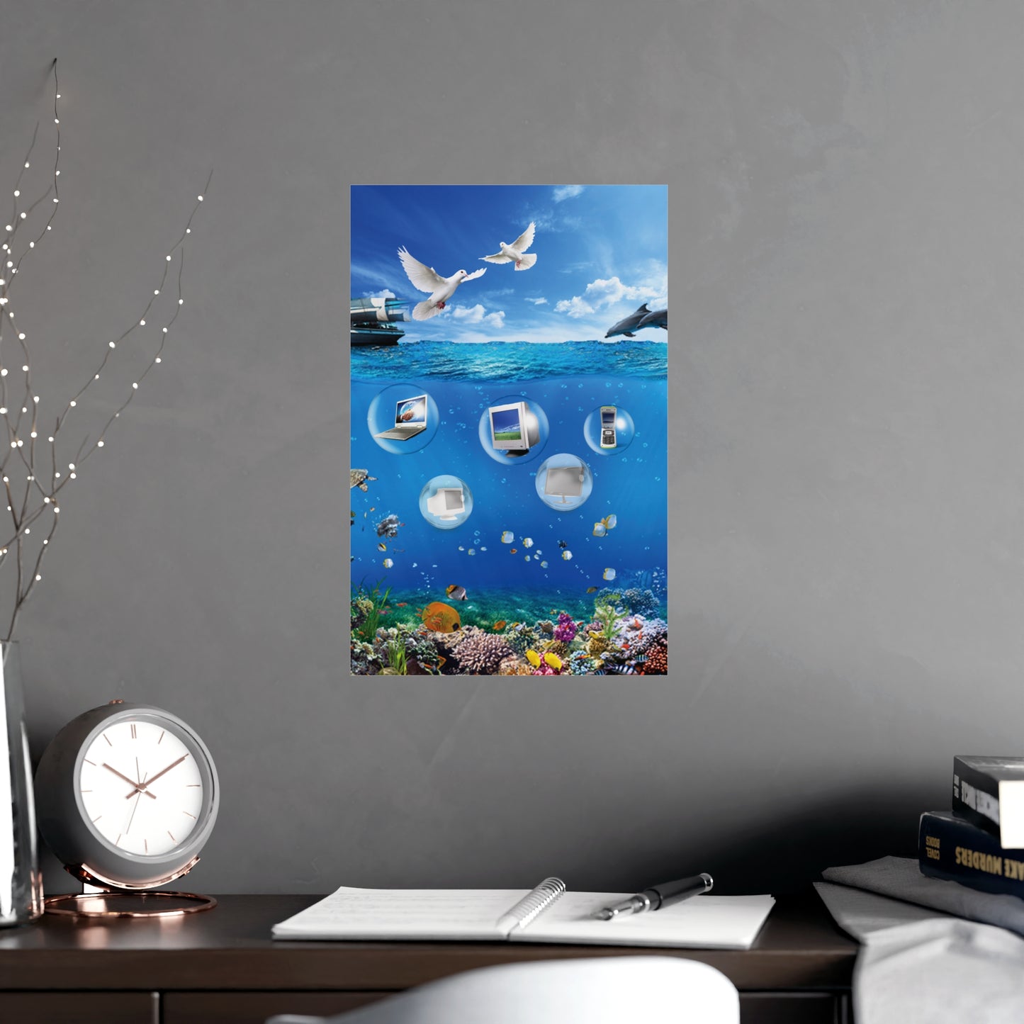 Helvetica Aqua Poster - Refresh