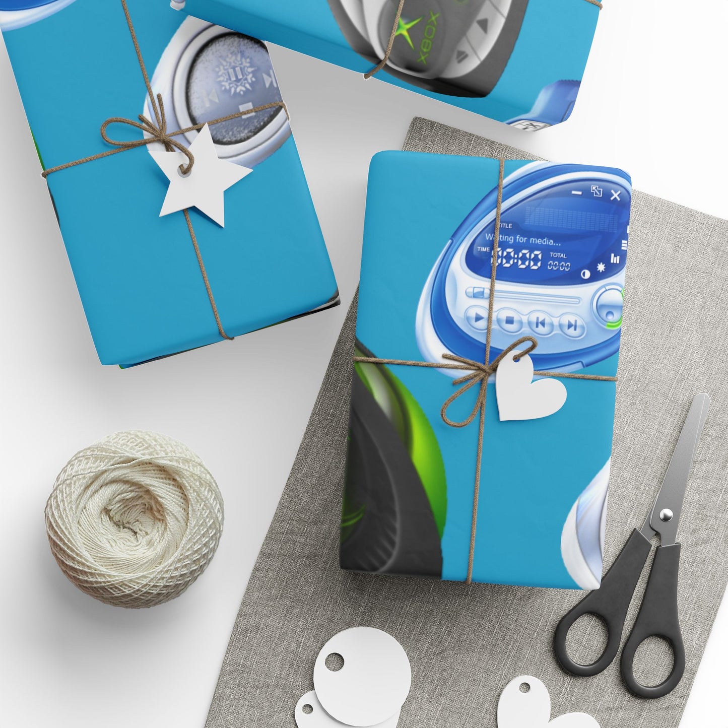 Tech Icons Wrapping Paper — Retro Computer Sticker Pattern Gift Wrap